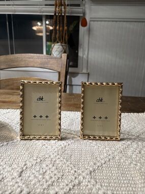 cbk Gold Ornate 3x5 Photo Frames with Pearl and Jewel accents Set of 2